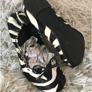 Zebra moccasins,handmade,size 6.5